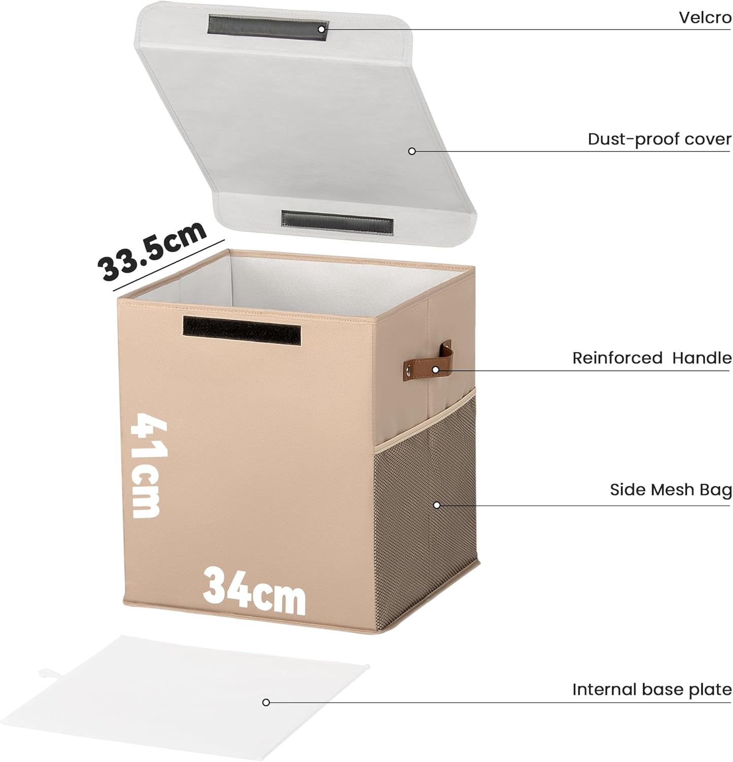 40L Large Toy Storage Box with Lid, Large Toy Box Chest for Kids, Girls and Boys, Nursery Room and Living Room, 13"x13" x16" - Dark Khaki