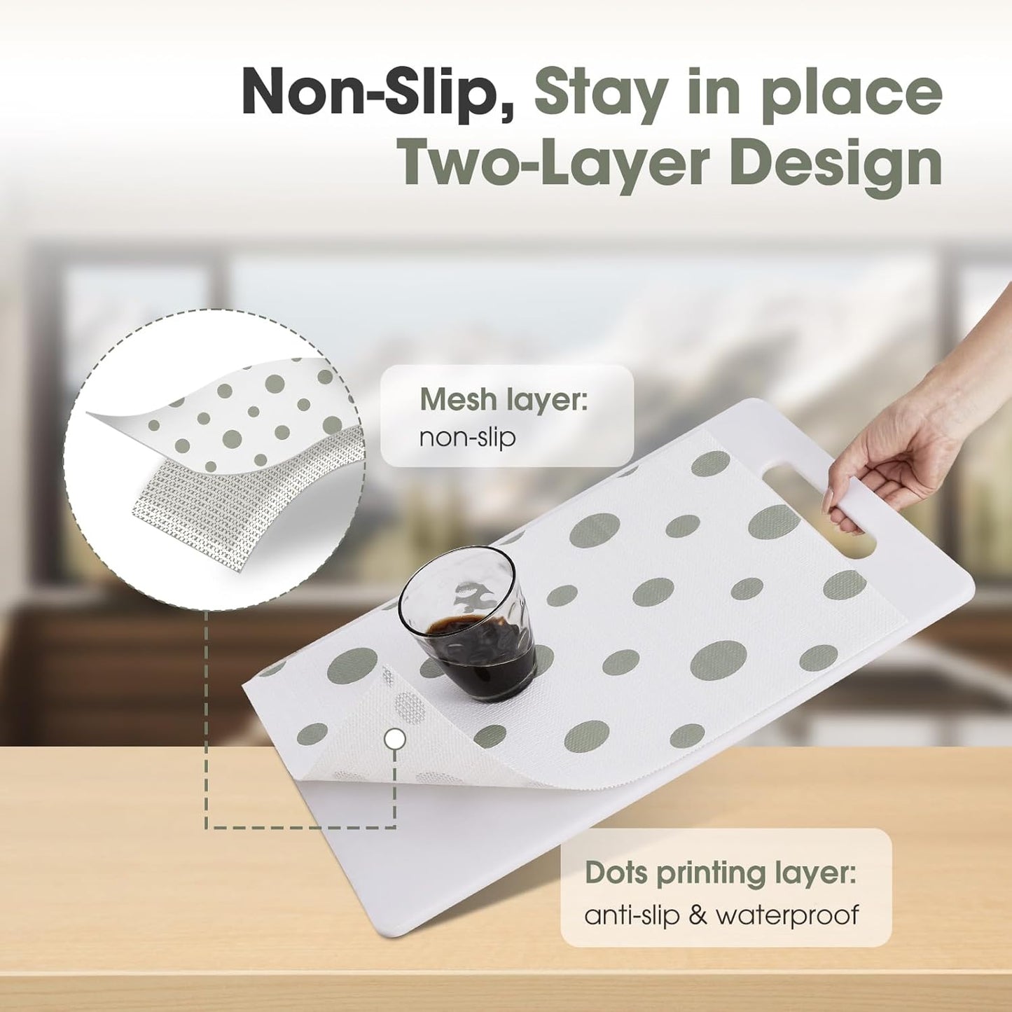 Beautysaid Shelf and Drawer Liner for Kitchen Cabinet, Non Adhesive Non Slip Shelf Paper Waterproof Washable Thickened for Dresser Pantry Shelve Bathroom Protector Liner(Polka Dot,23.6 in x 30 FT)