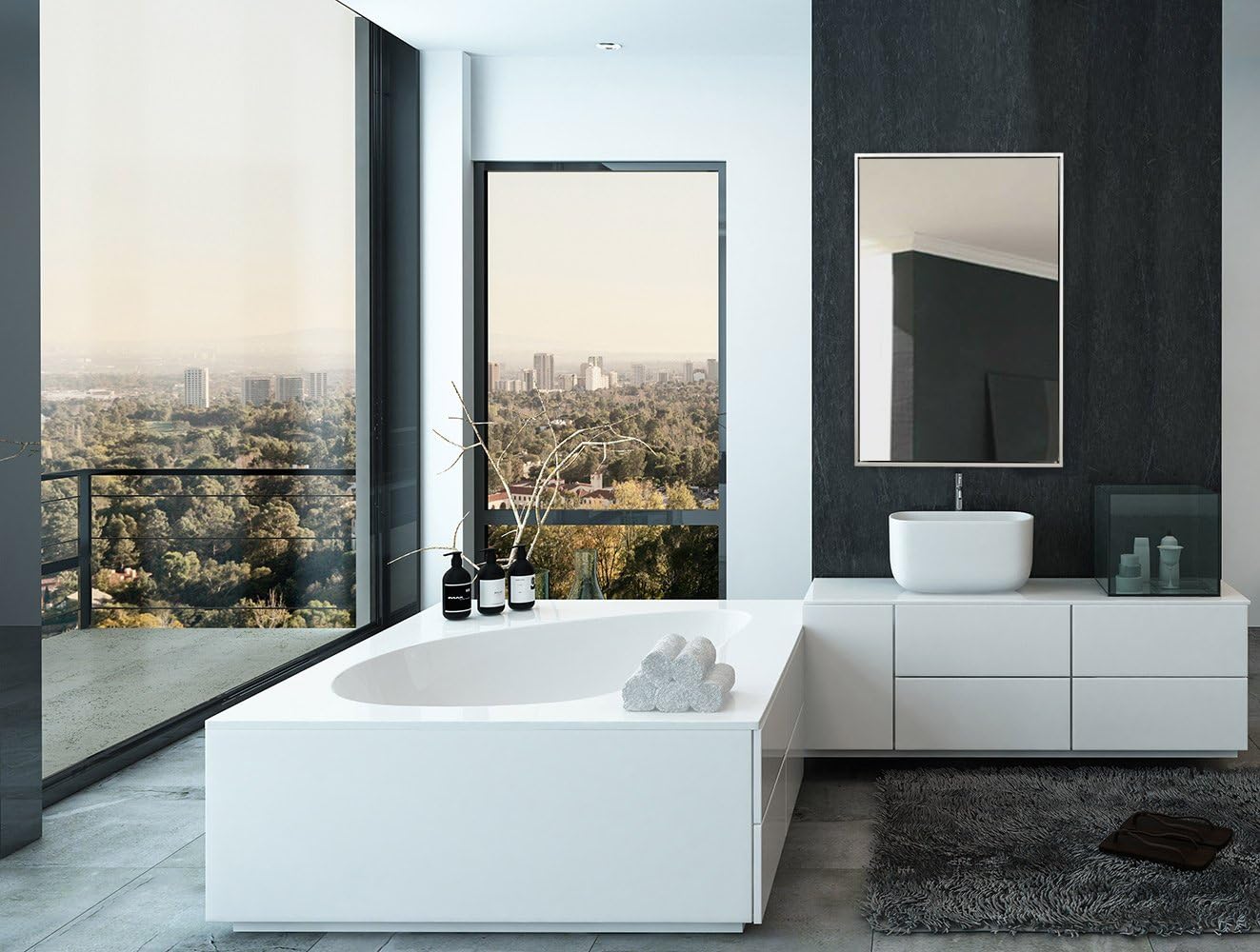 Hamilton Hills 30x40 inch Bathroom Mirror Cabinet - Large Rectangular Wall-Mounted Mirrors for Bathroom - 1/2 inch Floating Frame Vanity Mirror with Nickel Glass - Hangs Horizontal or Vertical