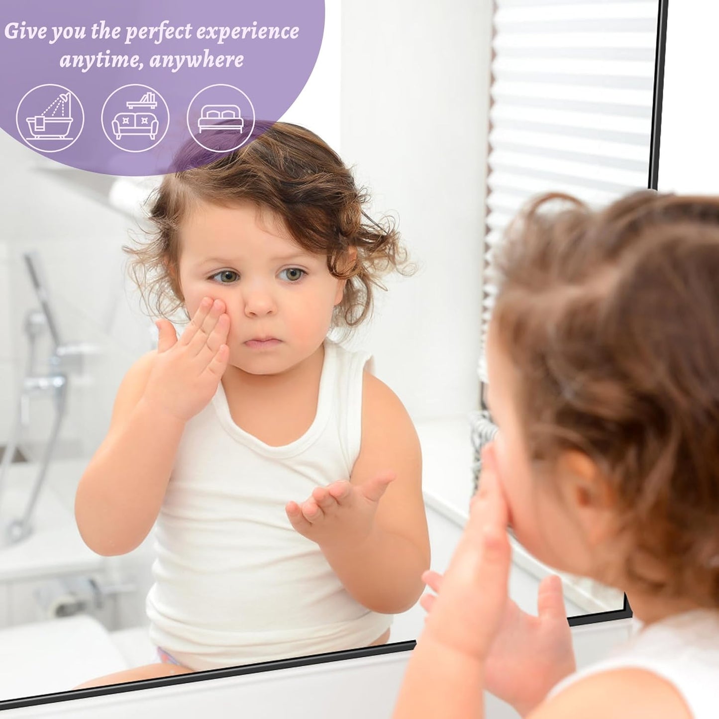 Bathroom Mirror, Wall Mirrors, Black Metal Framed Wall-Mounted Mirrors, Bathroom Vanity Mirror for Over Sink, Living Room, Bedroom, Entryway, 48x32 Inch, Black