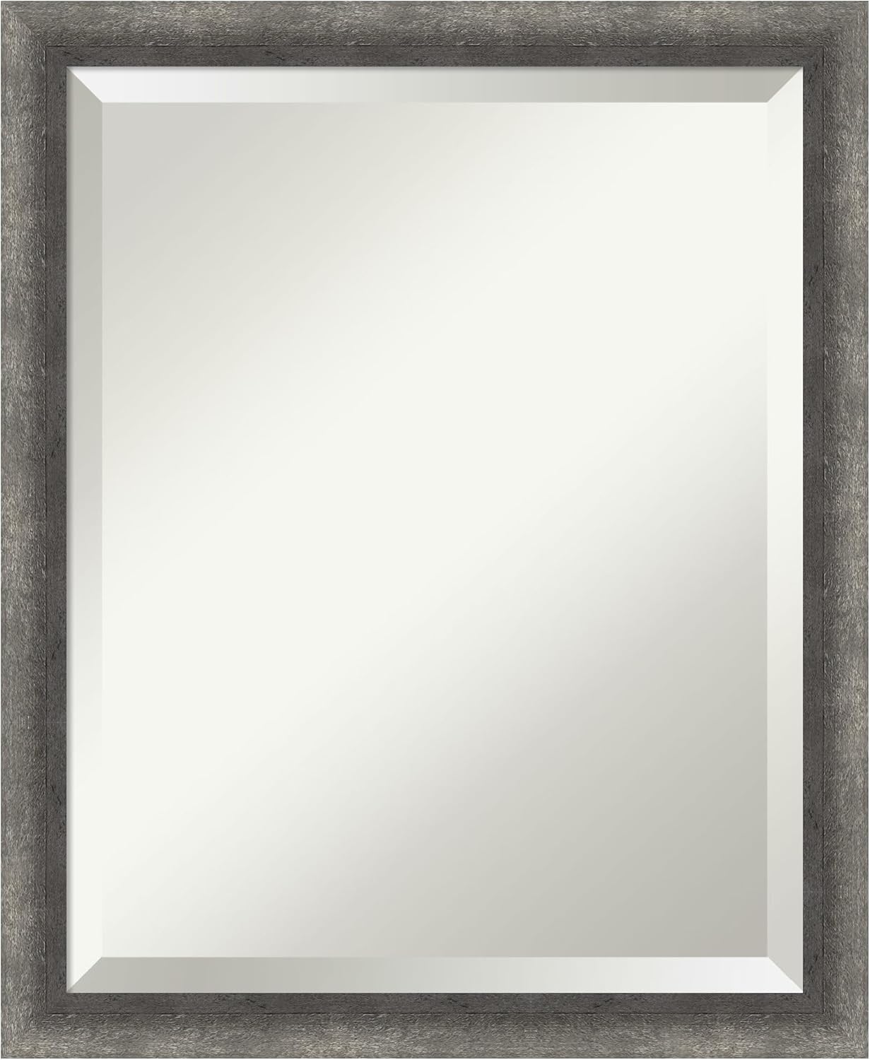 Amanti Art Grey Wall Mirror 22x18 Burnished Concrete Narrow Rectangle Bathroom Mirror for Wall Decor Living Room, Small Modern Contemporary Wood Frame, Hangs Horizonally and Vertically, Bathroom Decor