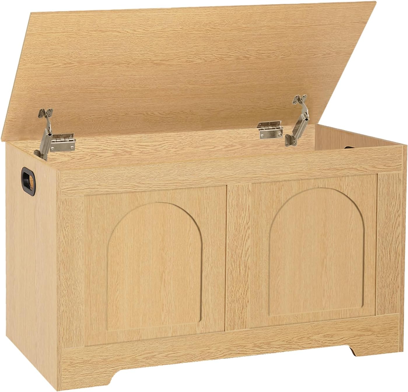 DINZI LVJ Storage Chest, 31.5”Wooden Toy Box with 2 Safety Hinges, Entryway Storage Bench with Flip-Top, Sturdy Storage Trunk for Living Room, Bedroom, Easy Assembly, Natural