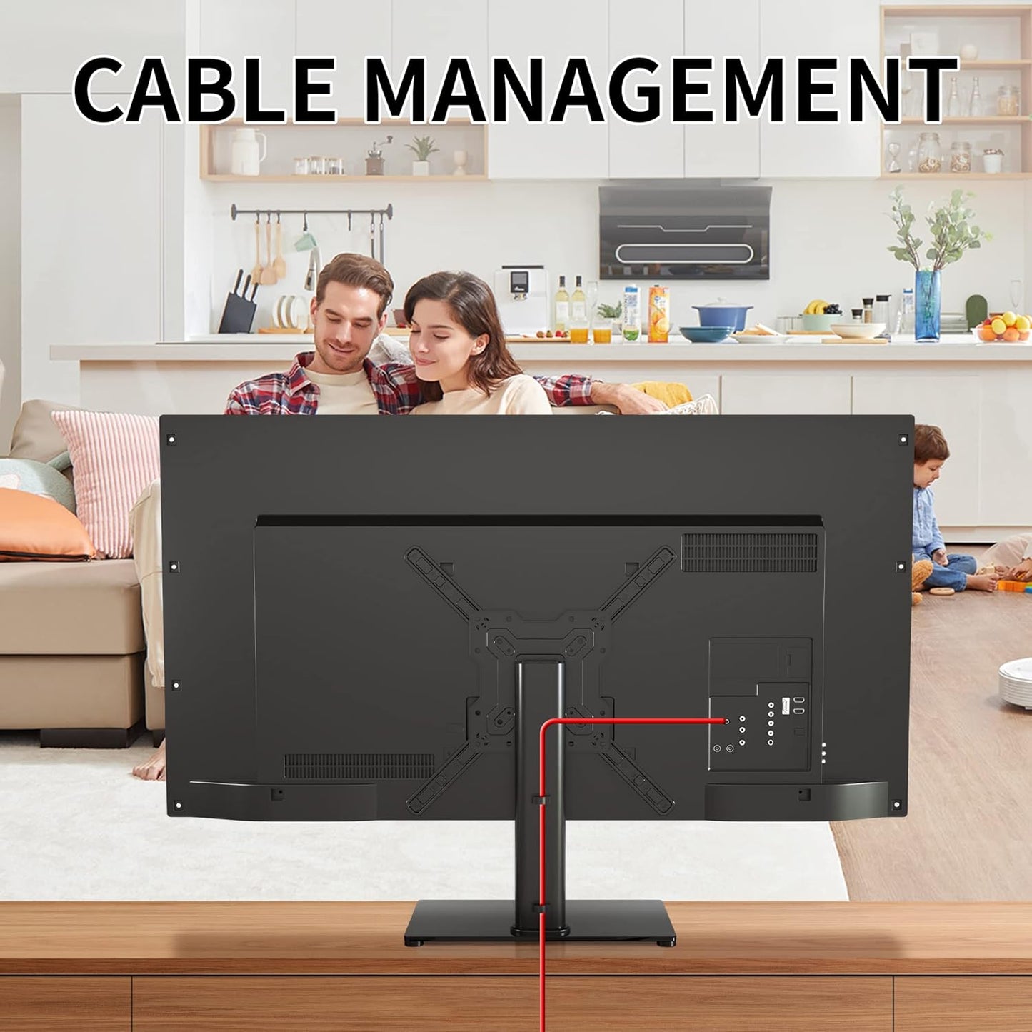 Universal TV Stand Base, Table Top TV Stand for 17-55 Inch LCD/LED TVs, Height Adjustable Monitor Mount Stand with Tempered Glass Base Holds up to 88lbs VESA 400x400mm, TS102