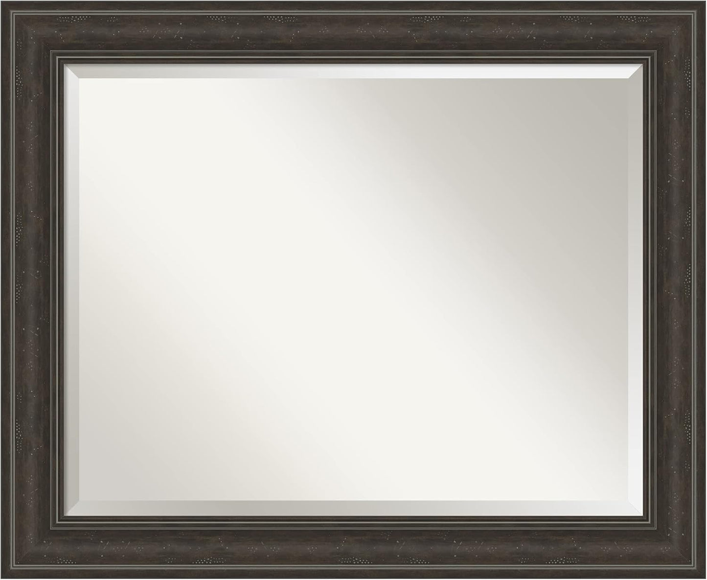 Amanti Art Brown Bathroom Mirror for Over Sink, 28x34 Shipwreck Greywash Rectangle Vanity Mirror, Large Traditional Frame, Hangs Horizonally and Vertically, Bathroom Wall Decor, Beveled Edge