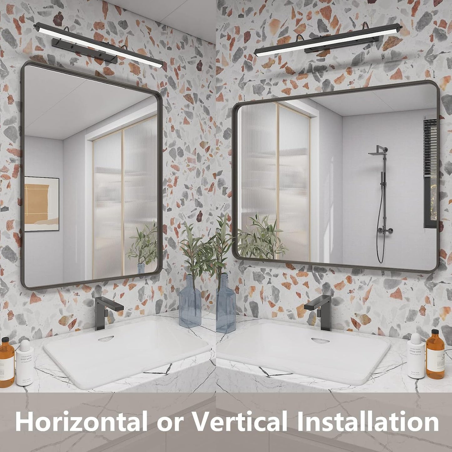 30x36 Bronze Bathroom Wall Mirror, Modern Brushed Metal Framed Mirror for Vanity, Modern Rounded Rectangle Mirror, Anti-Rust, Tempered Shatterproof (Horizontal/Vertical)