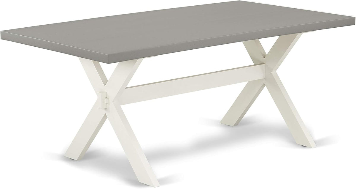 East West Furniture X097EN206-6 6 Piece Dining Set Contains a Rectangle Dining Room Table with X-Legs and 4 Dark Shitake Linen Fabric Parson Chairs with a Bench, 40x72 Inch, Multi-Color