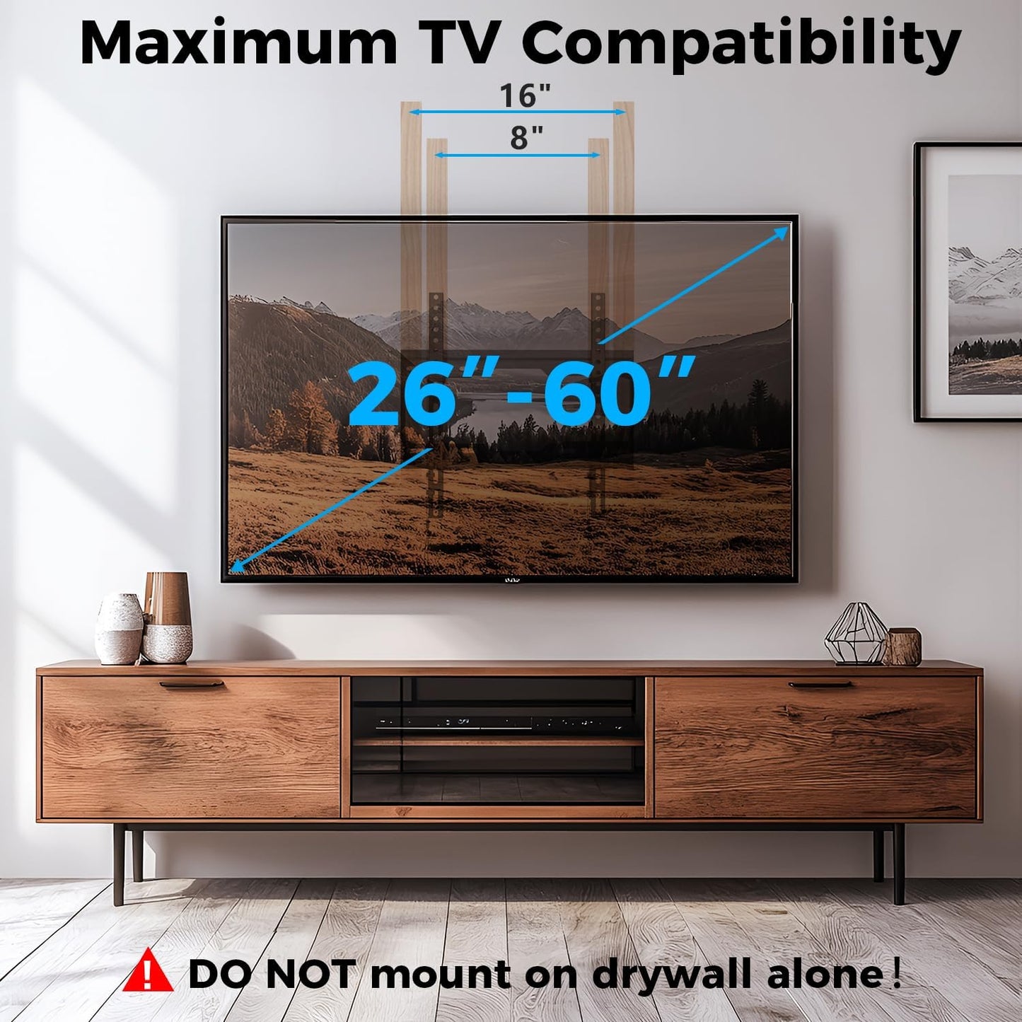 UL Listed Tilting Low Profile TV Wall Mount - Holds Most 26-60 Inch TVs Up to 99 lbs, Quick Release Lock, Max VESA 400x400mm, Fits 8''-16'' Studs - by USX STAR