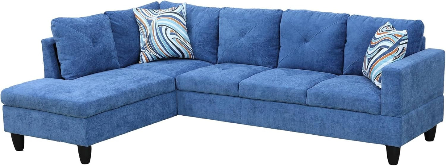 NicBex Sectional Couch 3 Pieces Sofa Set with Right Chaise Linen L Shaped Cloud Couch for Living Room Furniture Sets with Storage Ottoman, Modular Sofa for Living Room & Apartment, Blue