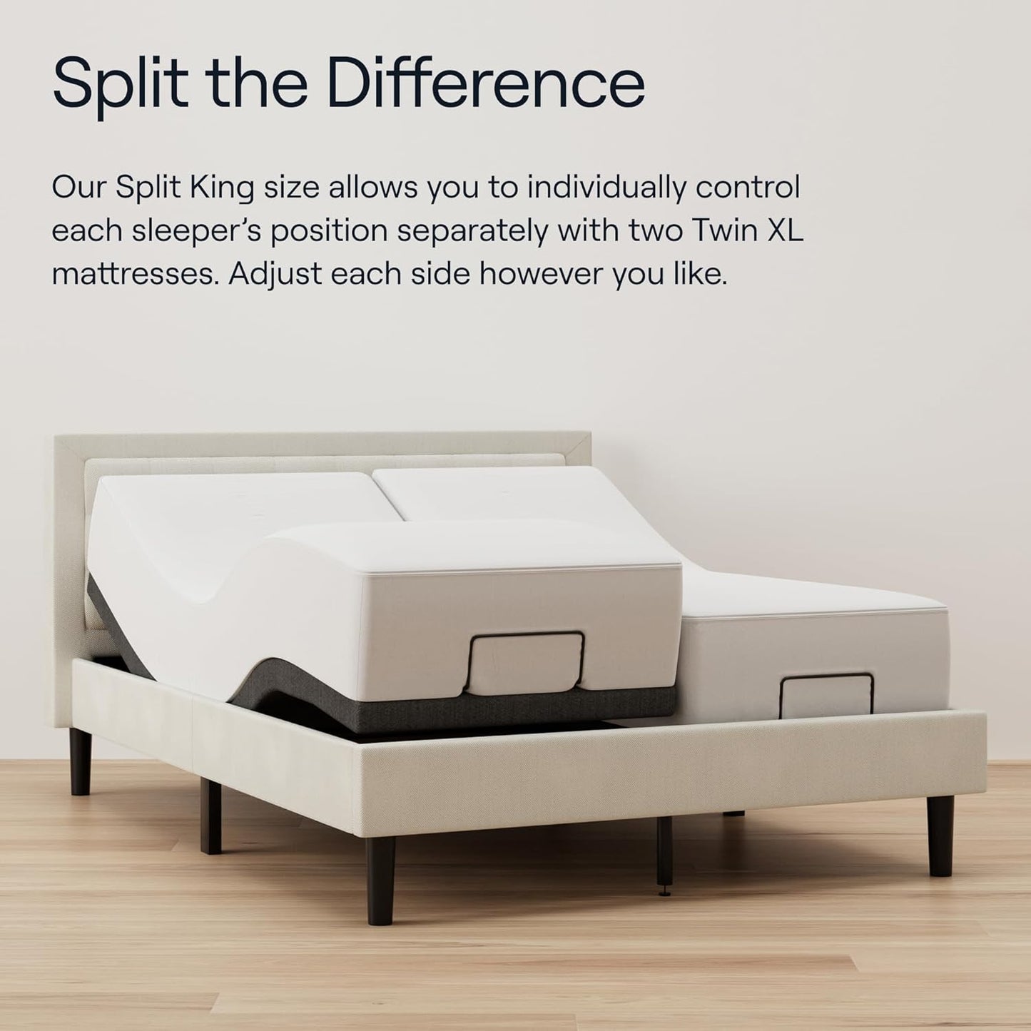 Nectar Luxe Split King Adjustable Base & 14” Mattress (New Version) - Head & Foot Incline - Medium Firm Memory Foam - Cooling Upgrade - 3 Massage Settings - 365-Night Mattress Trial & Forever Warranty