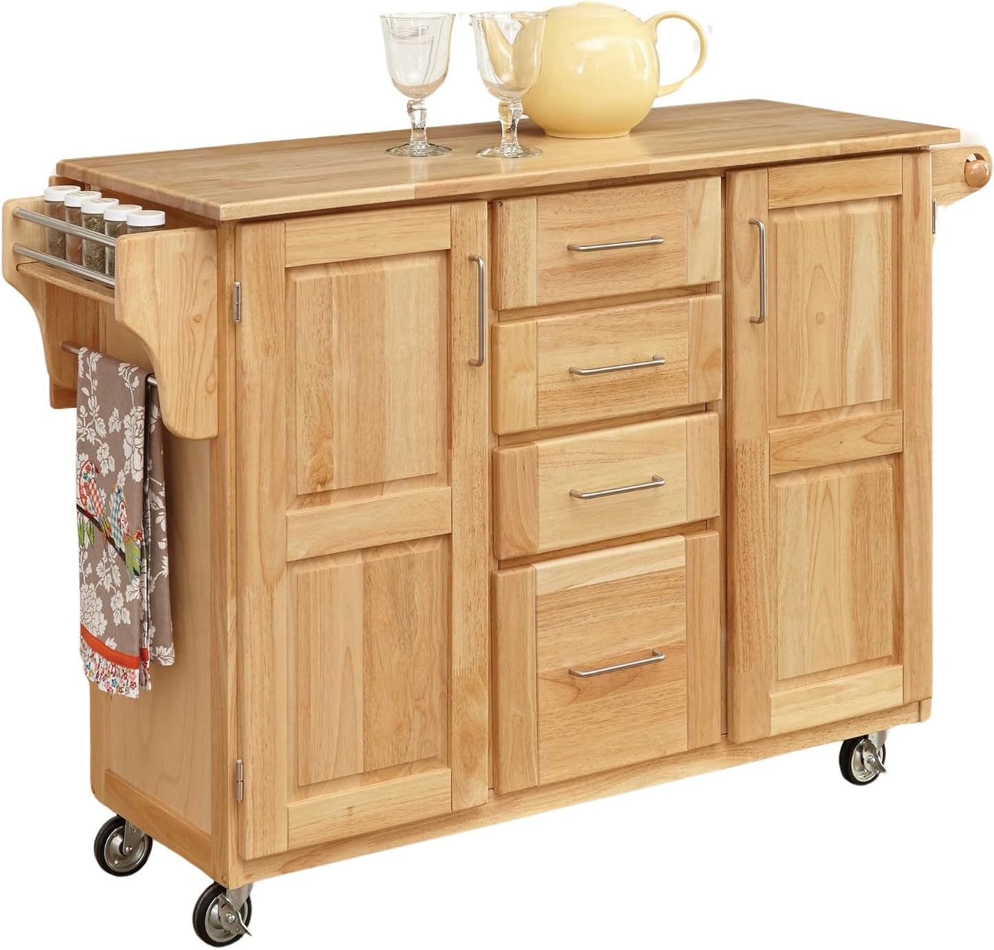 Homestyles General Line Mobile Kitchen Cart, 52-1/2 in. W x 18 in. - 30 in. D x 36 in. H, Natural