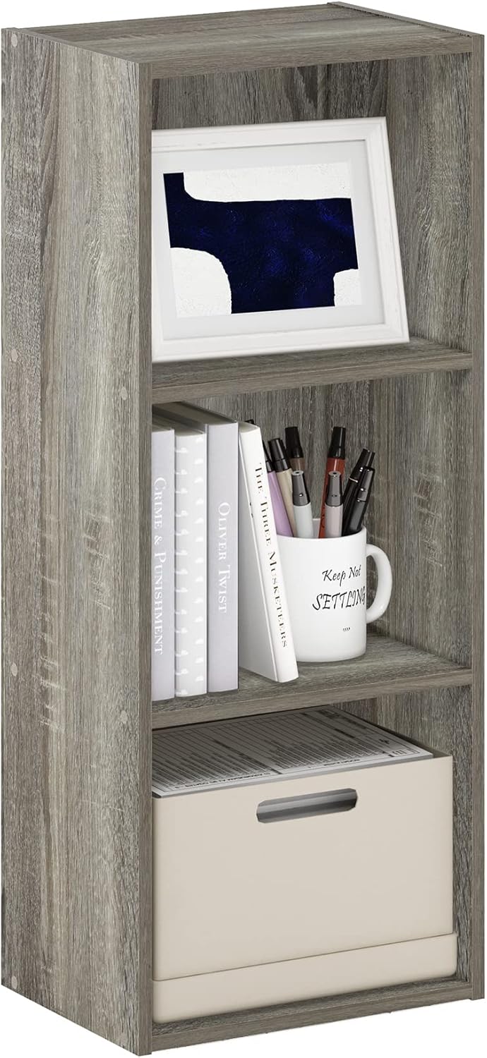 Furinno Luder Bookcase / Book / Storage , 3-Tier, Frenck Oak