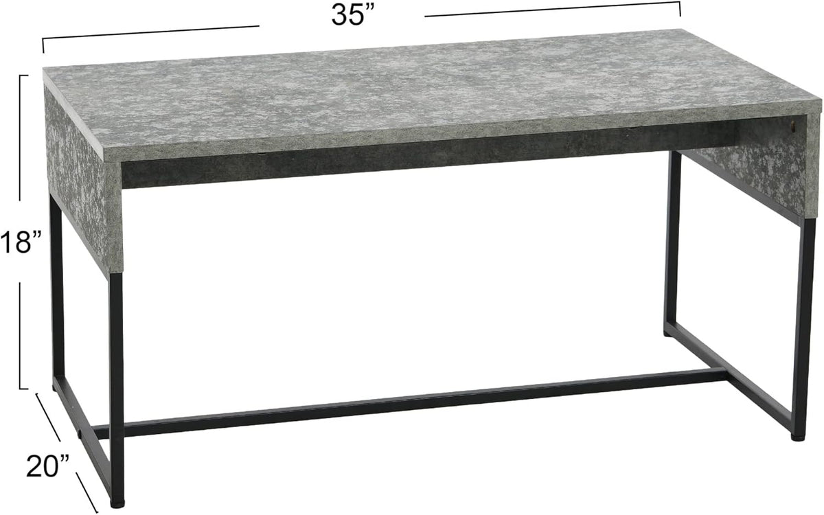 Household Essentials Wrap Rectangular Coffee Table Rustic Slate Concrete and Black Metal