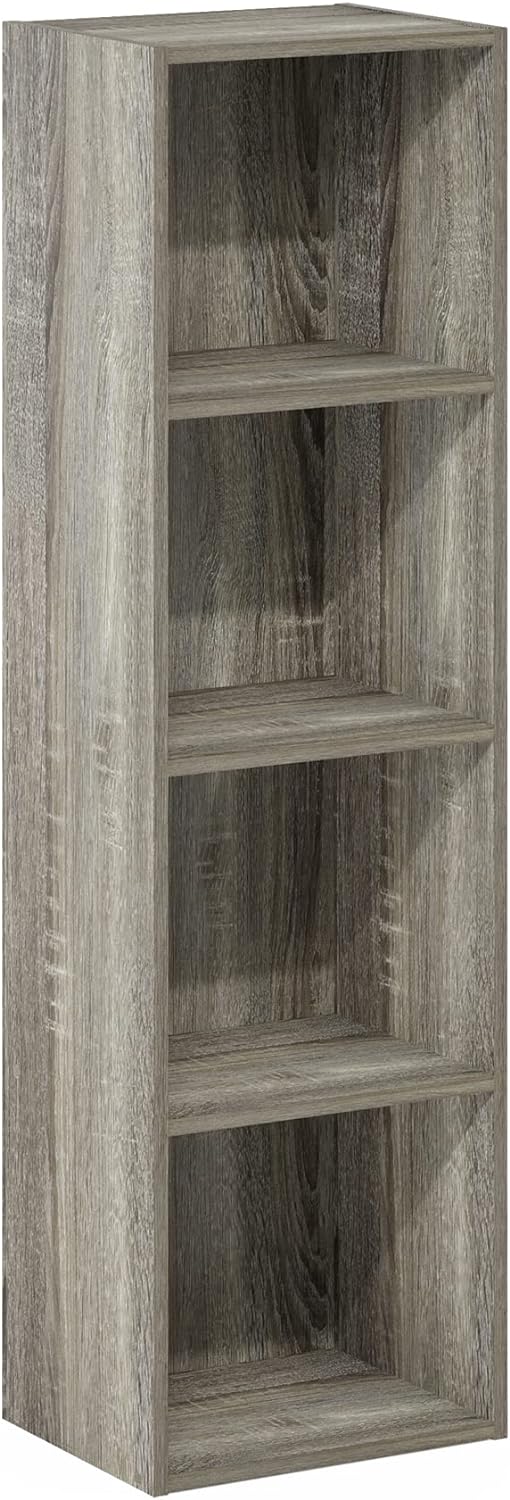 Furinno Luder Bookcase / Book / Storage, 4-Tier Cube, French Oak