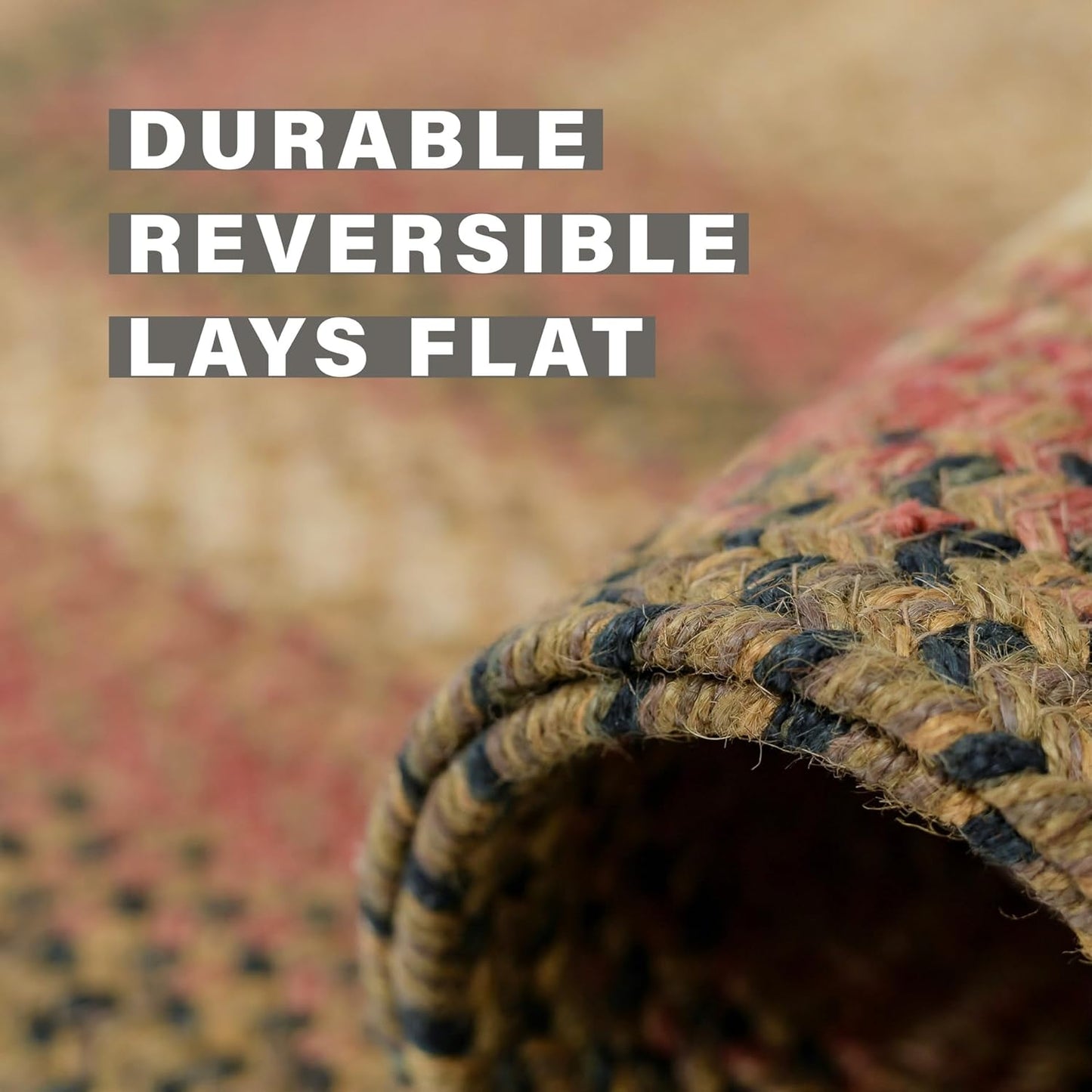 Russet Multicolor Jute Braided Oval Rug, 20x30 - Warm Country Decor, Perfect for Laundry Rooms, Kitchens and Entryways - Reversible and Easy to Clean