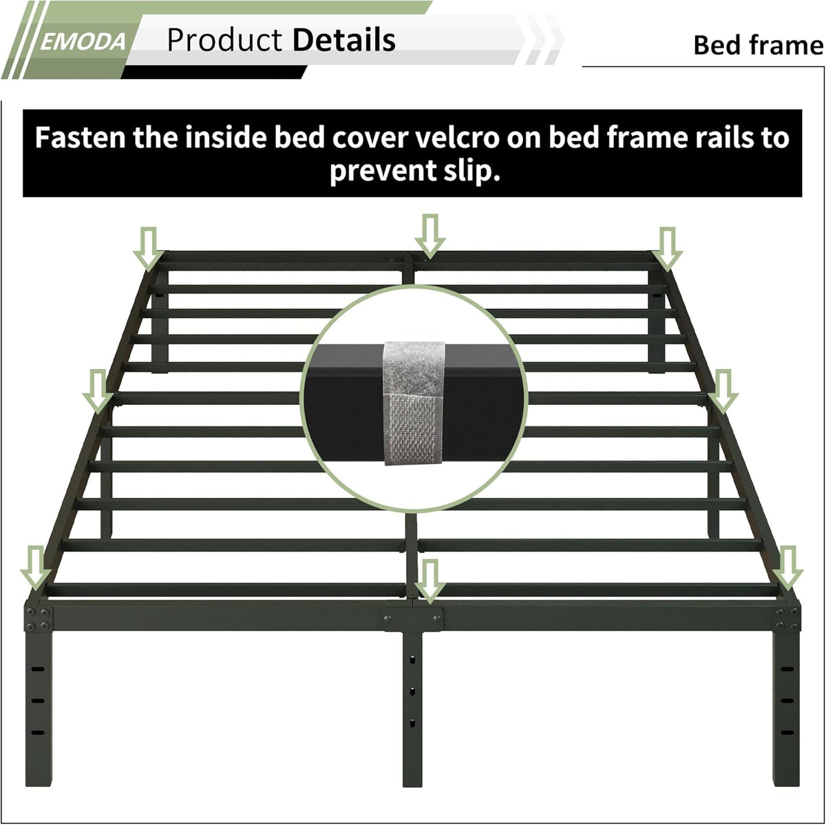 EMODA 14 Inch Full Size Bed Frame with Skirt Cover, Heavy Duty Metal Platform No Box Spring Needed, Easy Assembly Noise Free