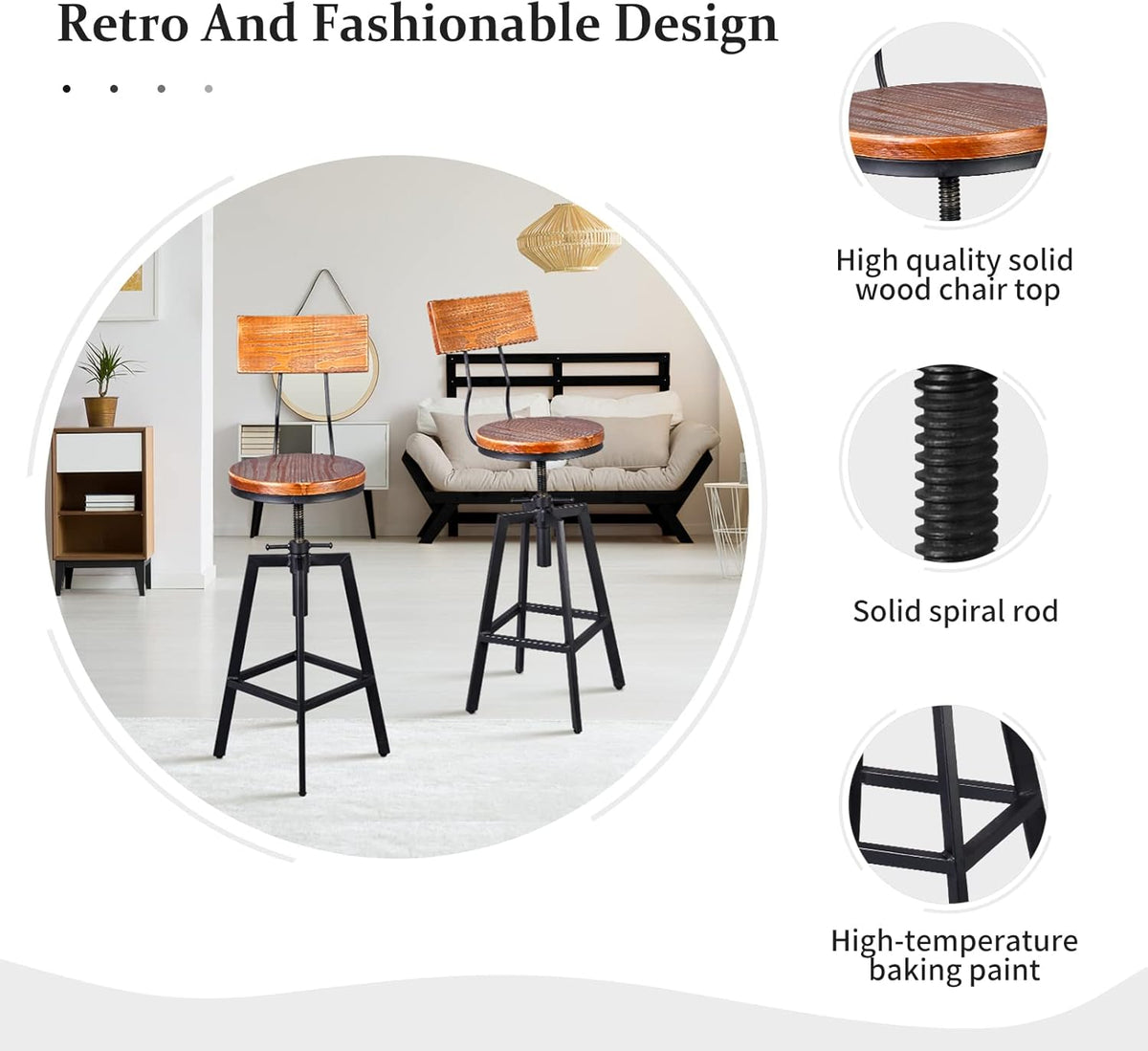 5 Pieces Industrial Dining Table Set Rustic Rectangular High Pub Table with Chairs Farmhouse Meeting Computer Desk and Stools for Office