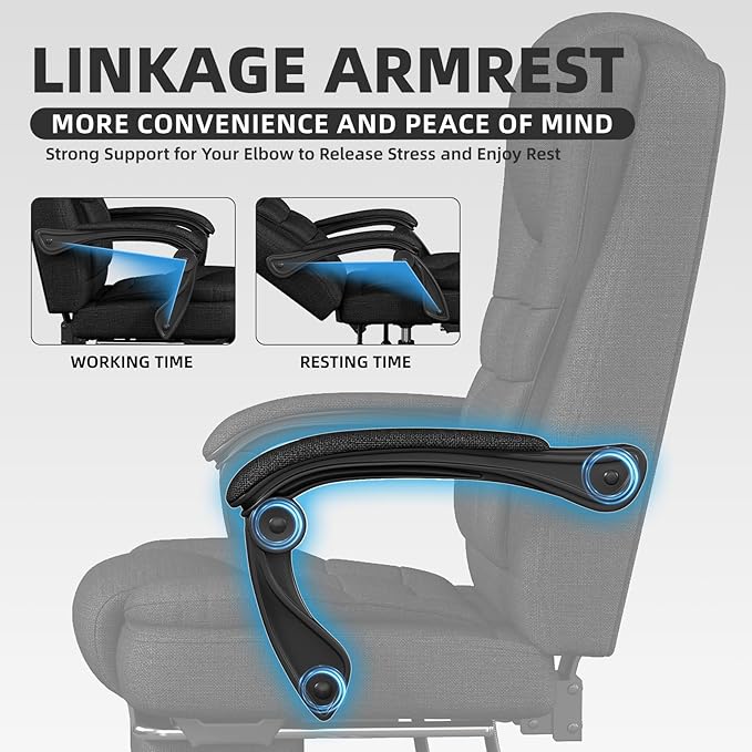 Office Chair, Big and Tall Fabric Gaming Chair with Footrest, Executive Comfortable Computer Desk Chairs, 360° Swivel Base & Height Adjustable Executive Chairs for Adults, Gamer Chair & Silla Gamer