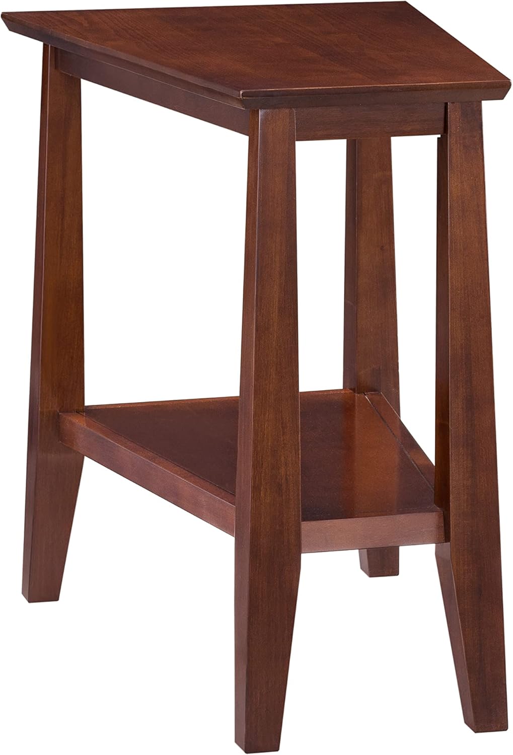 Delton 24 in. Solid Wood Recliner Wedge Side End Side Table with Shelf, Sienna Brown – Leick Home, 10402