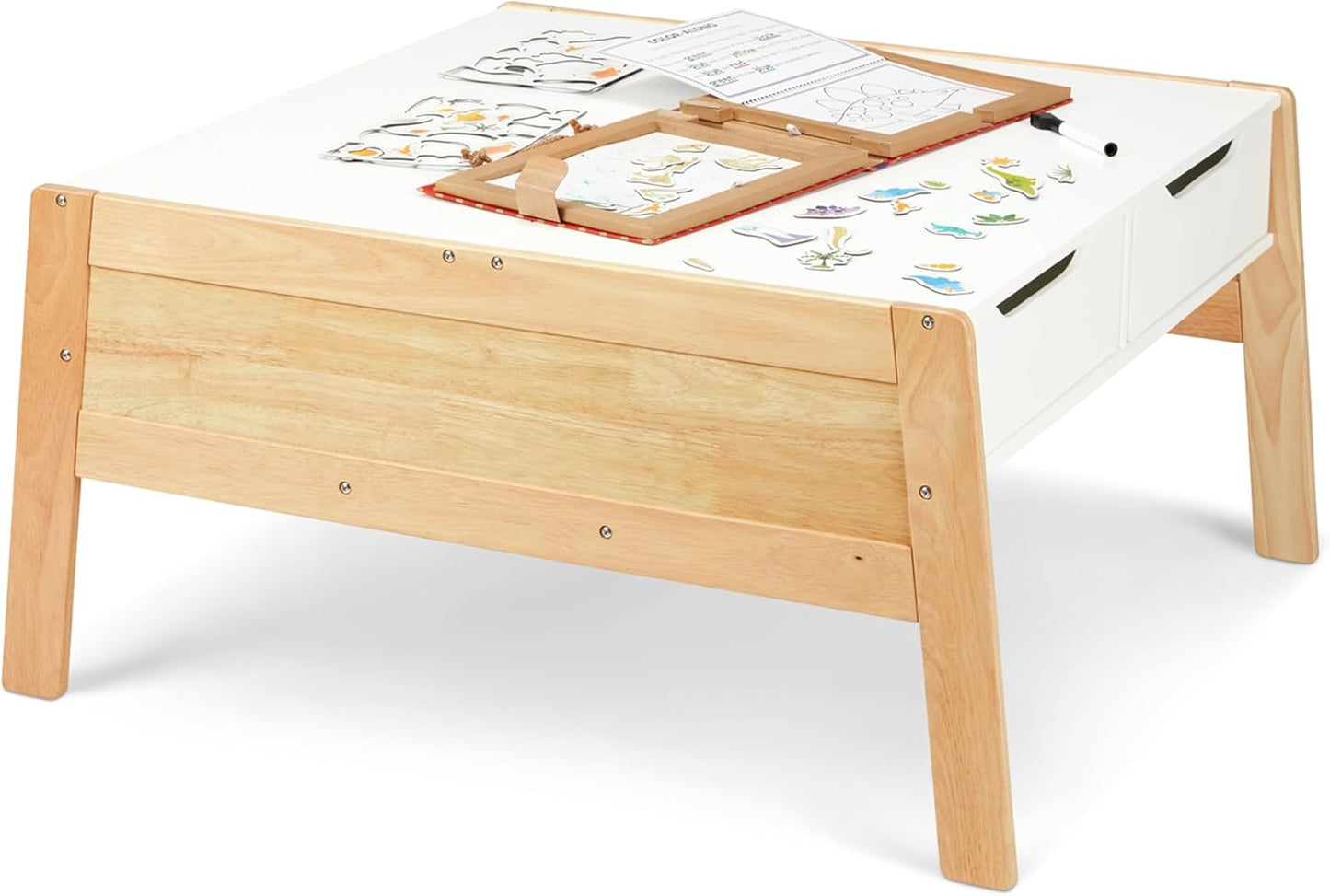 Melissa & Doug Kids Furniture Wooden Art & Activity Table with Bins Wooden Kids Activity Table, with Storage