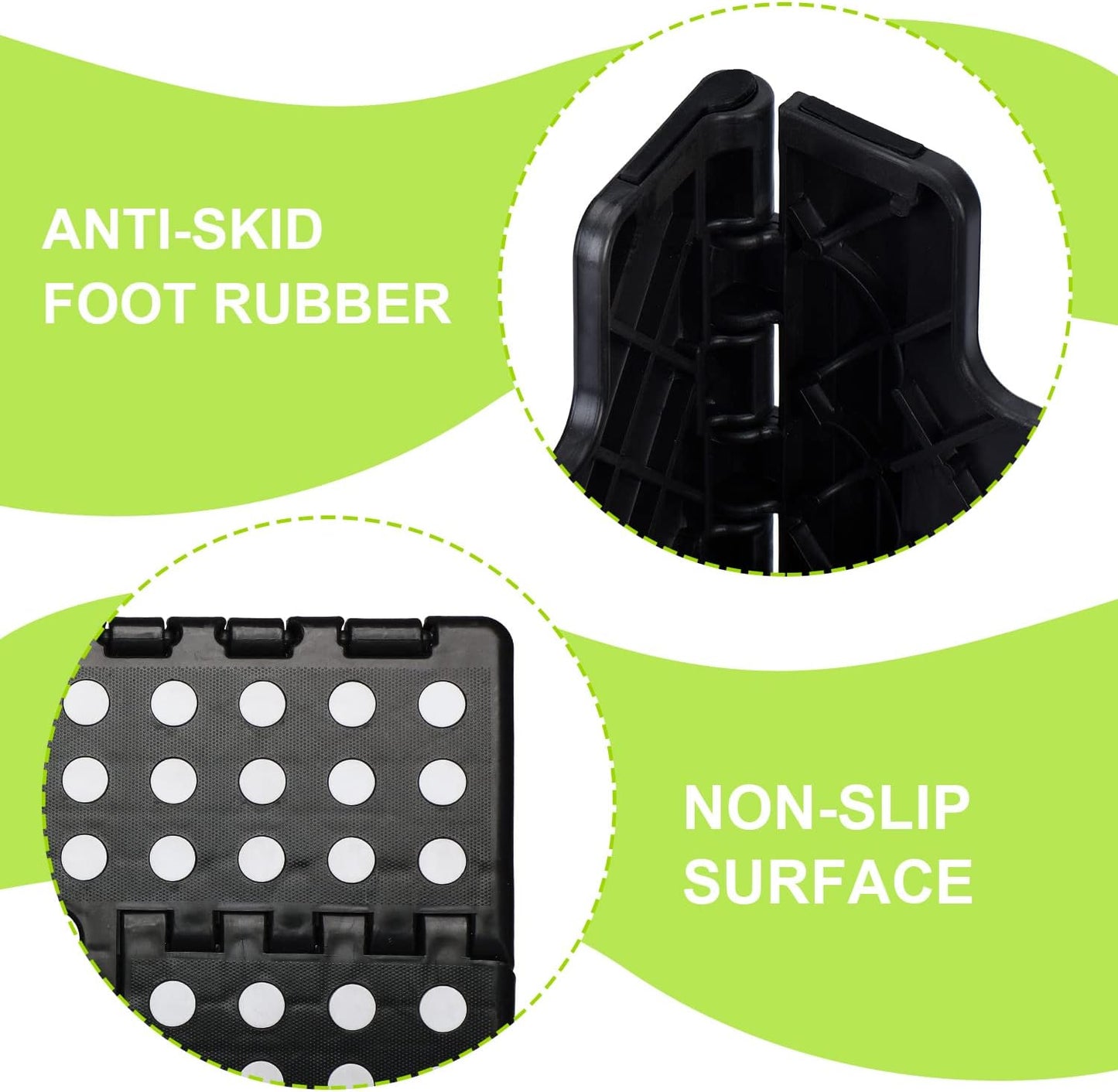 Delxo Folding Step Stool,15-Inch Extra Wide 9 Inch Height Heavy Duty Stepping Stool More Safe and Comfortable Non Slip Foldable Step Stool Black