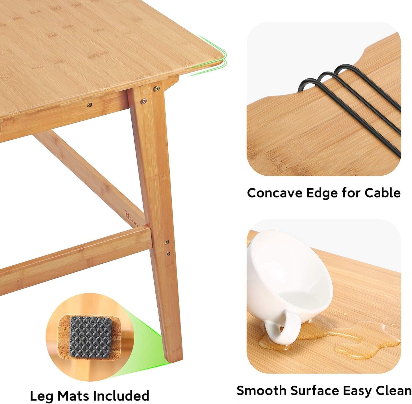 Nnewvante Writing Computer Desk 31.5" Bamboo Home Office Table with Large Drawer, Modern Furniture Simple Study Makeup Workstation