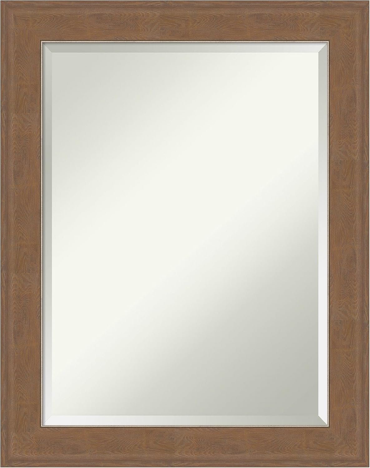 Amanti Art Brown Wall Mirror 29x23 Alta Medium Brown Rectangle Bathroom Mirror for Wall Decor Living Room, Medium Rustic Farmhouse Frame, Hangs Horizonally and Vertically, Bathroom Decor, Beveled Edge