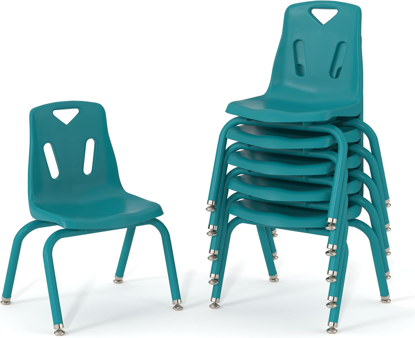 Berries Jonti-Craft 8118JC6005 Stacking Chairs with Powder-Coated Legs, 8" Height, Teal, Pack of 6