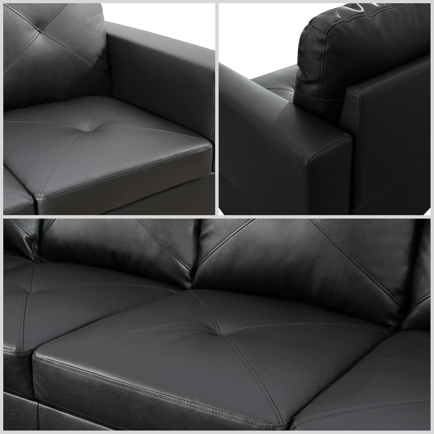 L Shaped Sectional Couches for Living Room, Modular 4 Seat Sofa with Ottoman Storage, Modern Couch with Chaise for Bedroom Apartment Furniture, Black