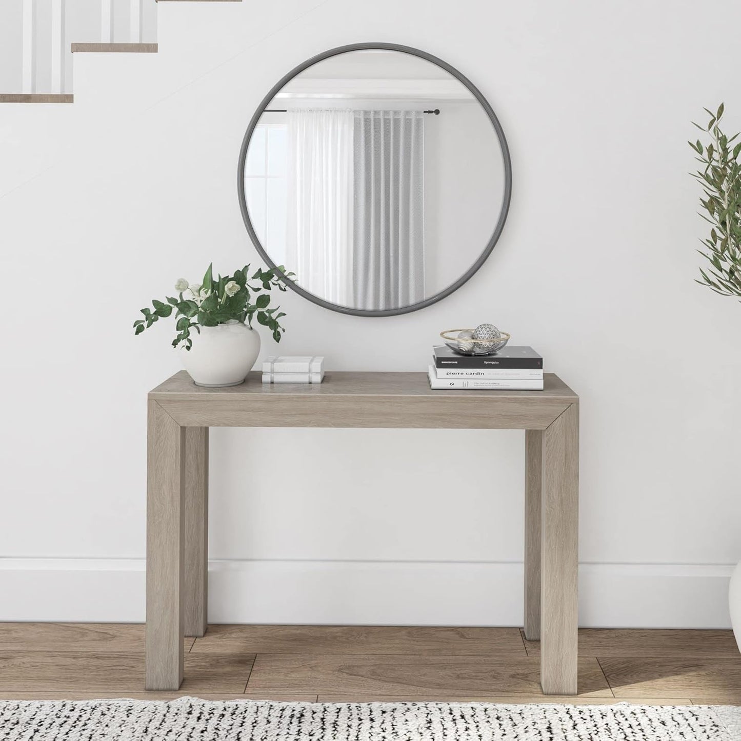 Plank+Beam Modern Solid Wood Console Table, 46.25 Inch, Sofa Table, Narrow Entryway Table for Hallway, Behind The Couch, Living Room, Foyer, Easy Assembly, Seashell