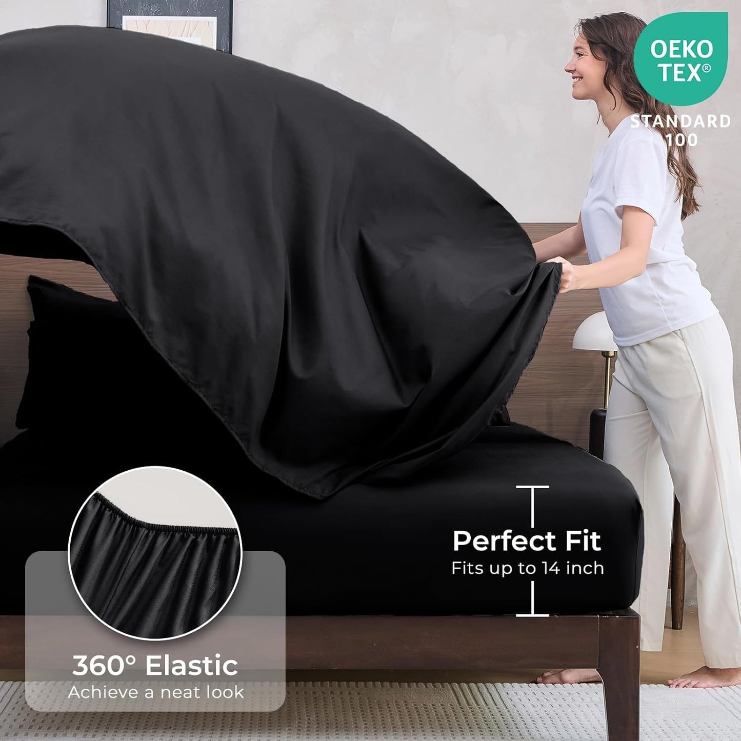 HEVUMYI Black Twin-XL Comforter Set - 5-Piece All Season Bed in a Bag Twin-XL, Ultra Soft Bedding Set with Comforter, Flat Sheet, Fitted Sheet, Pillowcases, Pillow Shams, Black