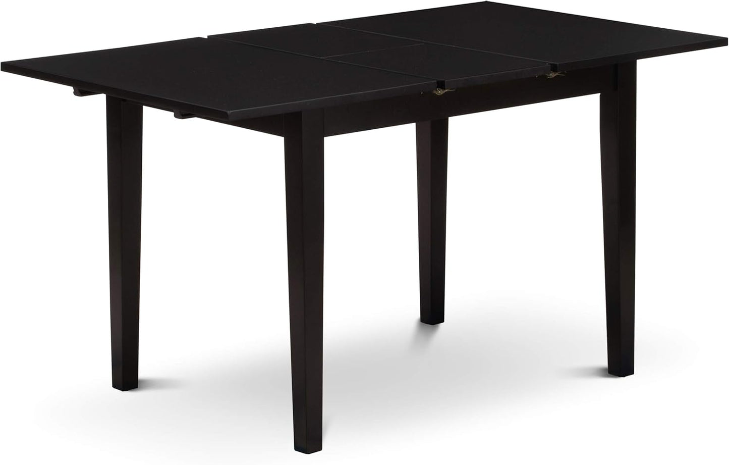 East West Furniture NOBR5-BLK-17 5 Piece Kitchen Set for 4 Includes a Rectangle Dining Room Table with Butterfly Leaf and 4 Light Sable Linen Fabric Parsons Chairs, 32x54 Inch, Black