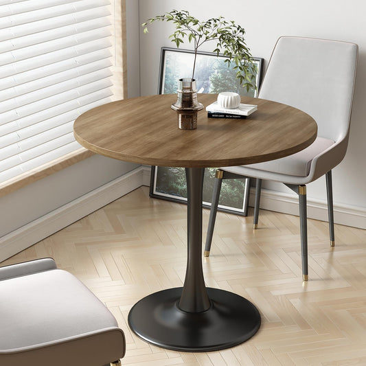 Wood Round Table Modern Dining Table Tulip Round Kitchen Table Wooden Mid Century Coffee Table for Living Room 31.5 inch