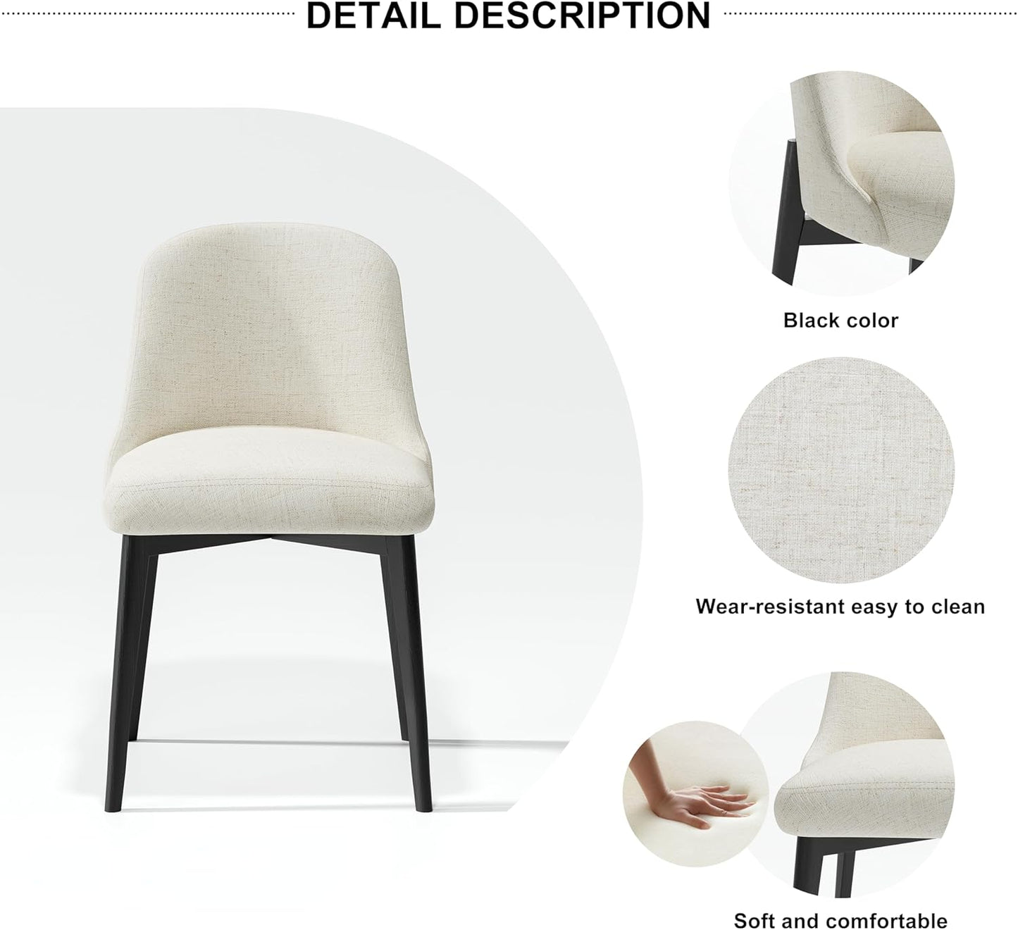 Casaphoria Kitchen Table Set with 2 Chairs, 42" Round Dining Kitchen Table & Chairs Set for 2-4, Wood Modern Dining Table for Living Room, Easy Assembly, Black