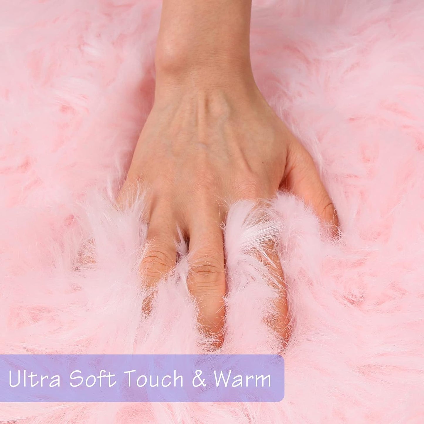 duduta Pink Faux Sheepskin Fur Rug 3x5 ft, Fluffy Shag Girls Bedroom Dorm Nursery Playroom Carpet Rug Non Slip Washable