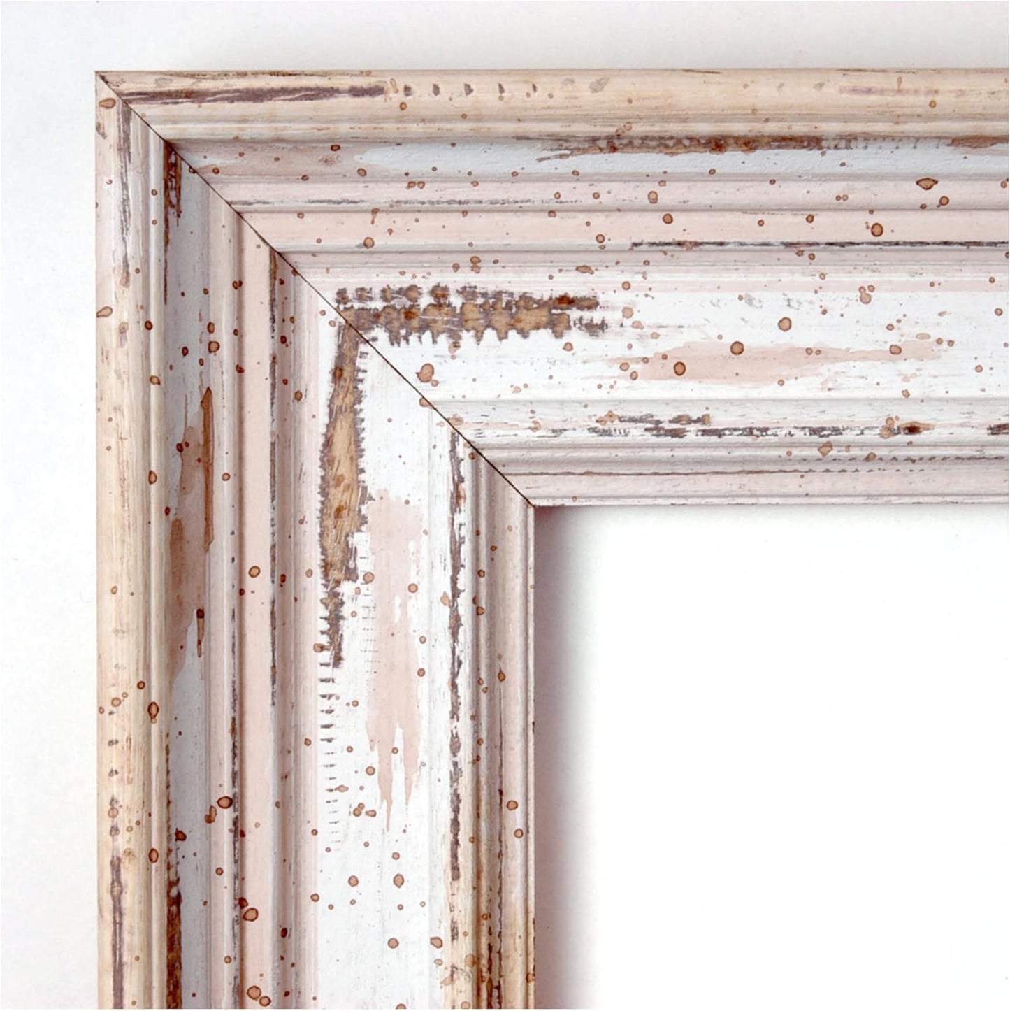 Amanti Art White Bathroom Mirror for Over Sink, 25x21 Alexandria White Wash Rectangle Vanity Mirror, Small Coastal Wood Frame, Hangs Horizonally and Vertically, Bathroom Wall Decor, Beveled Edge