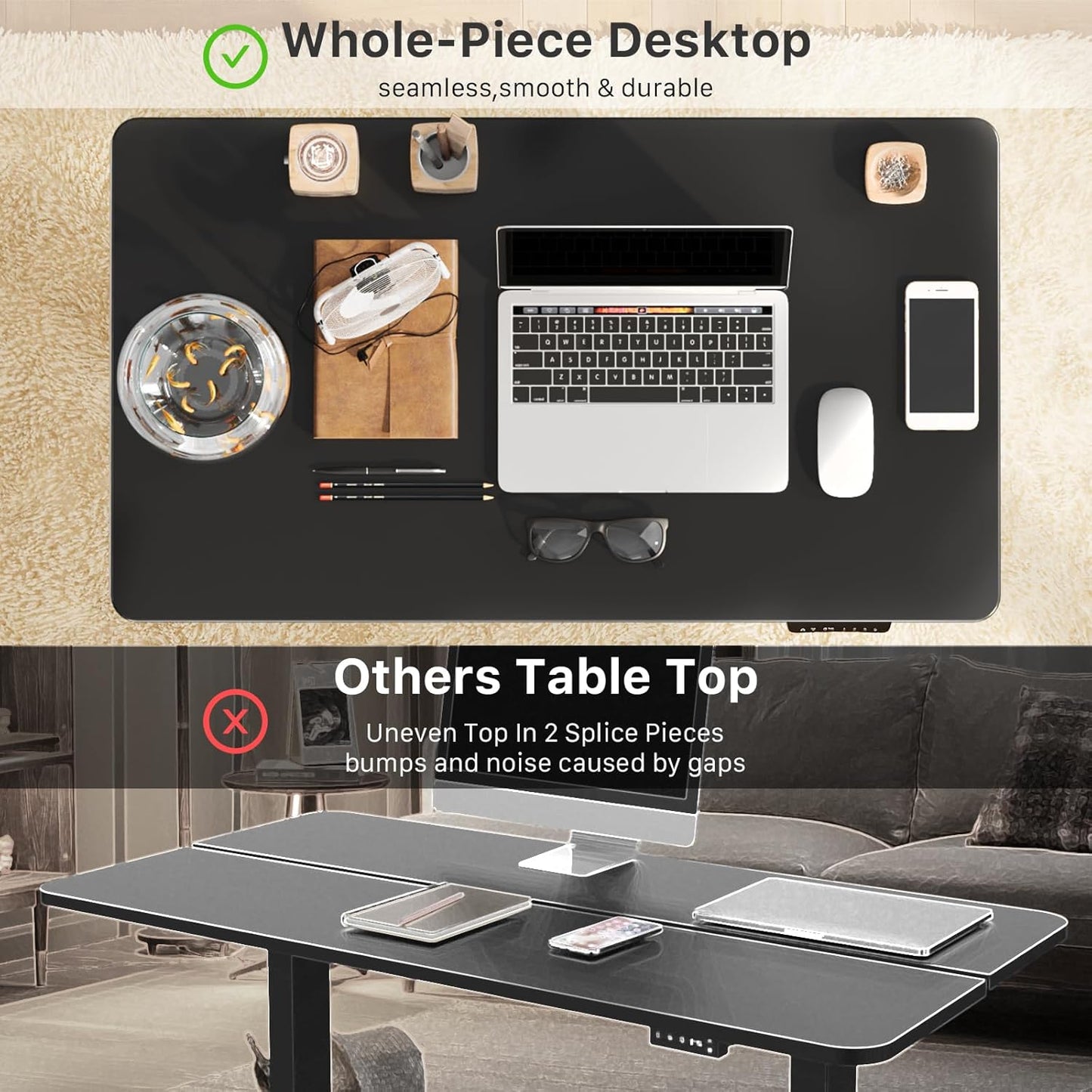 JOY worker Small Electric Standing Desk, 35" x 20" Whole Piece Height Adjustable Desk with Memory Controller, Black Sit to Stand Desk Workstation for Home Office