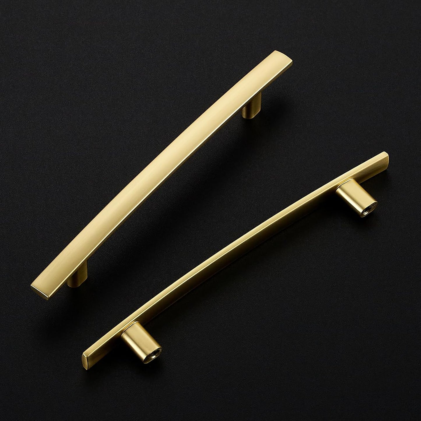 30 Pack Cabinet Handles 5" Hole Center - Curved Cabinet Pulls Brushed Brass Drawer Pulls for Kitchen Cupboard Solid Handles for Dresser Drawer Arch Closet Hardware