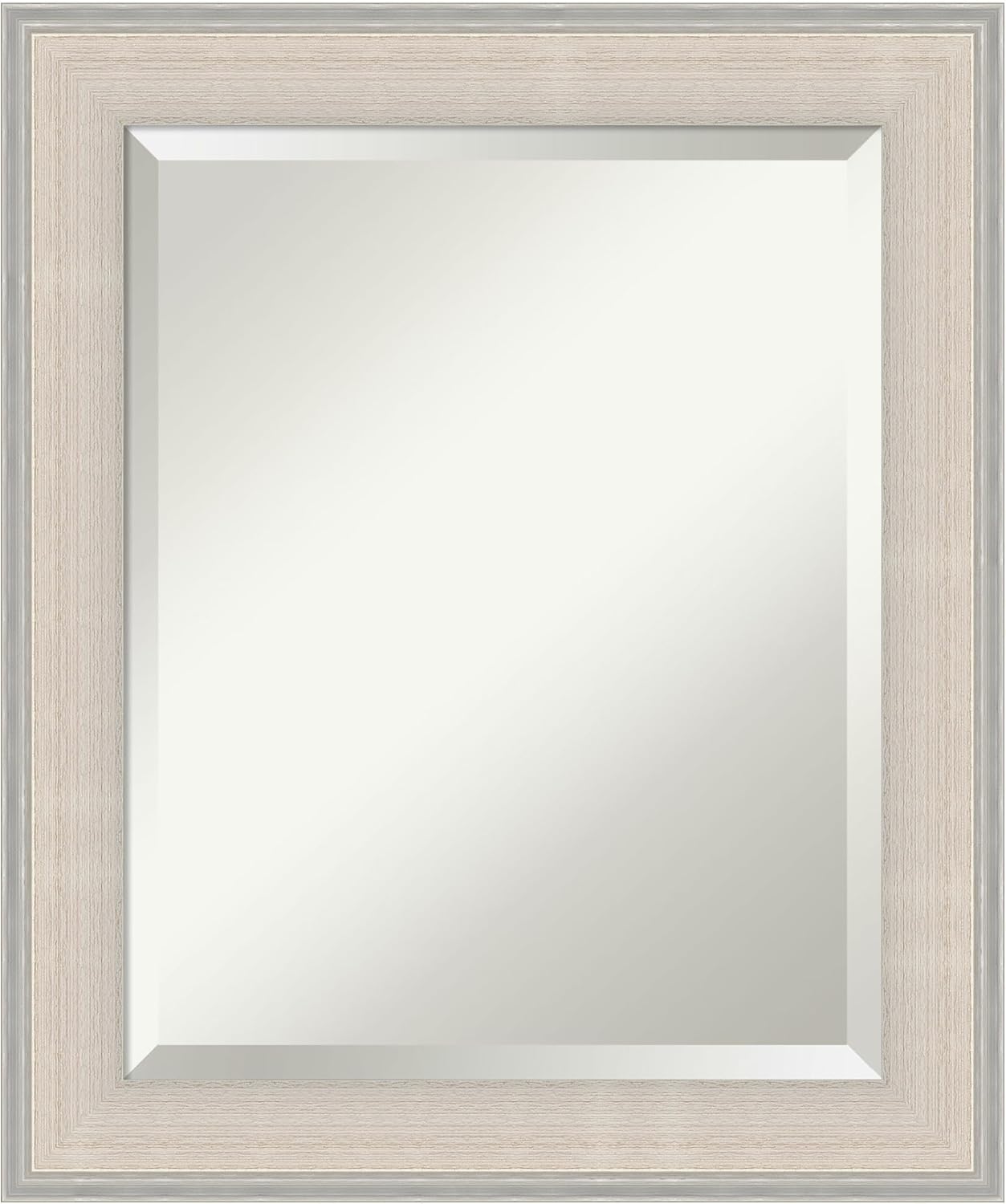 Amanti Art White Bathroom Mirror for Over Sink, 25x21 Cottage White Silver Rectangle Vanity Mirror, Small Coastal Wood Frame, Hangs Horizonally and Vertically, Bathroom Wall Decor, Beveled Edge