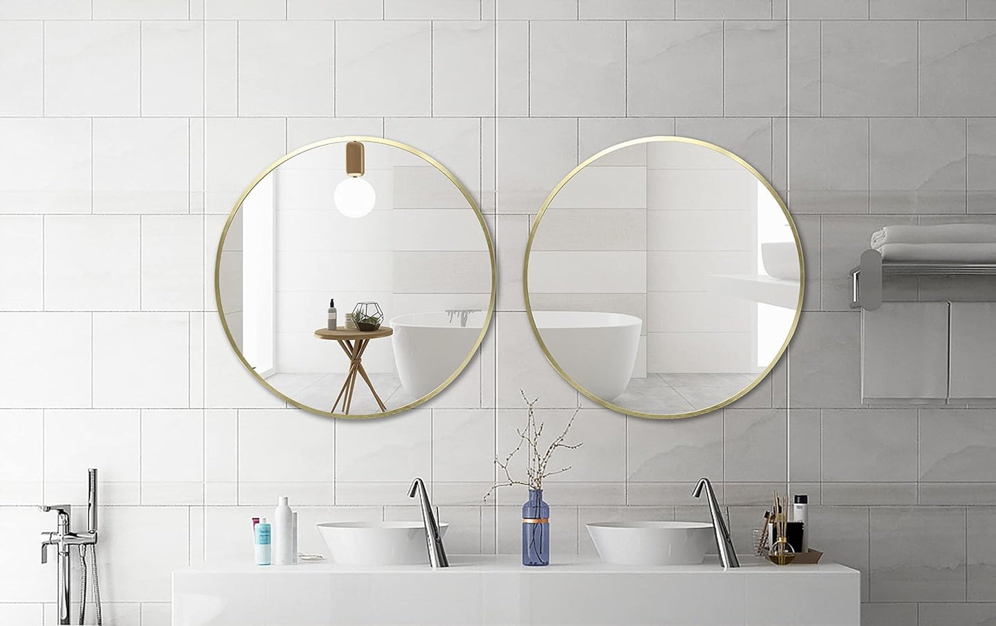 FrameWorks 20" Deluxe Contemporary Brass Gold Circular Aluminum Mirror