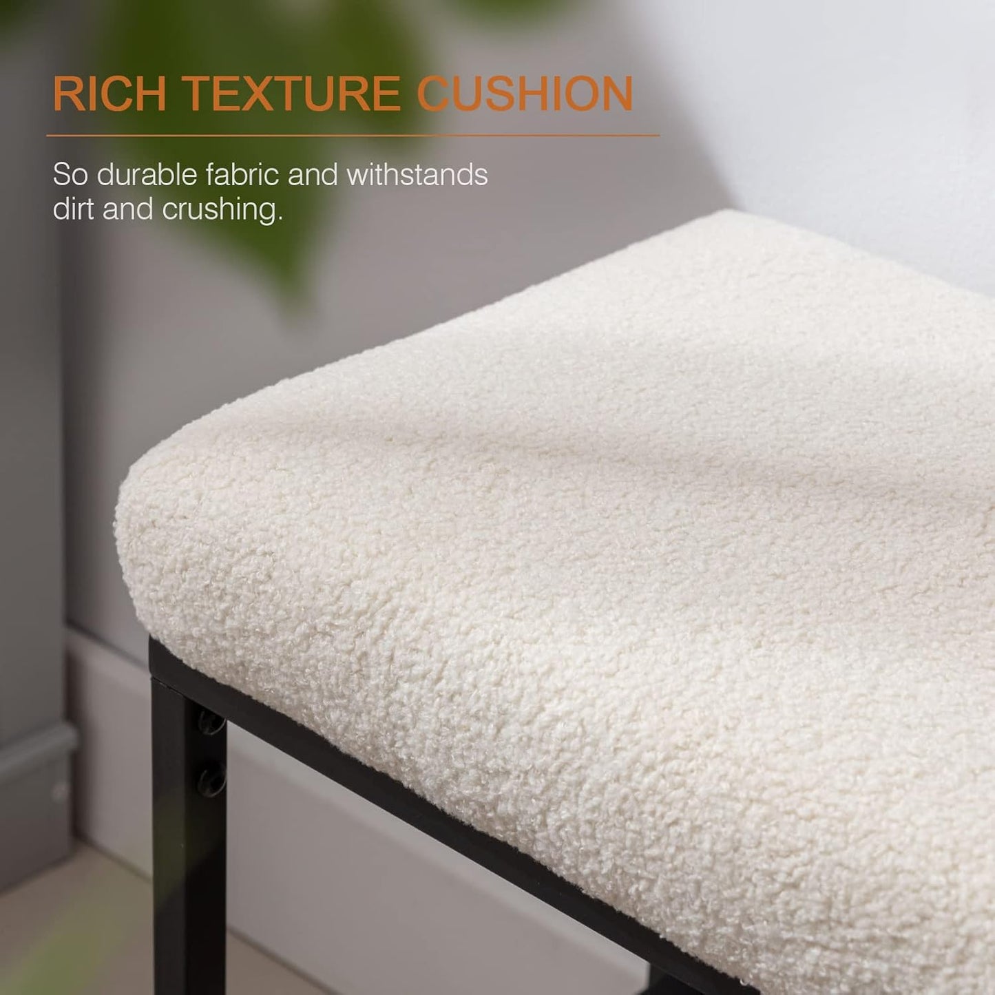 Zesthouse Boucle Shoe Bench Entryway with Storage, Upholstered Bench for Bedroom End of Bed, Metal Shoe Rack for Closet Hallway Doorway Living Room Mudroom, White