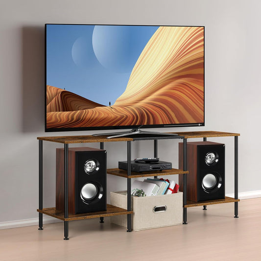 50 inch TV Stand for Bedroom Rustic Brown TV Entertainment Center with Storage 3 Tier TV Table Stand for Living Room TV Console Table for 50 43 40 32 inch TV