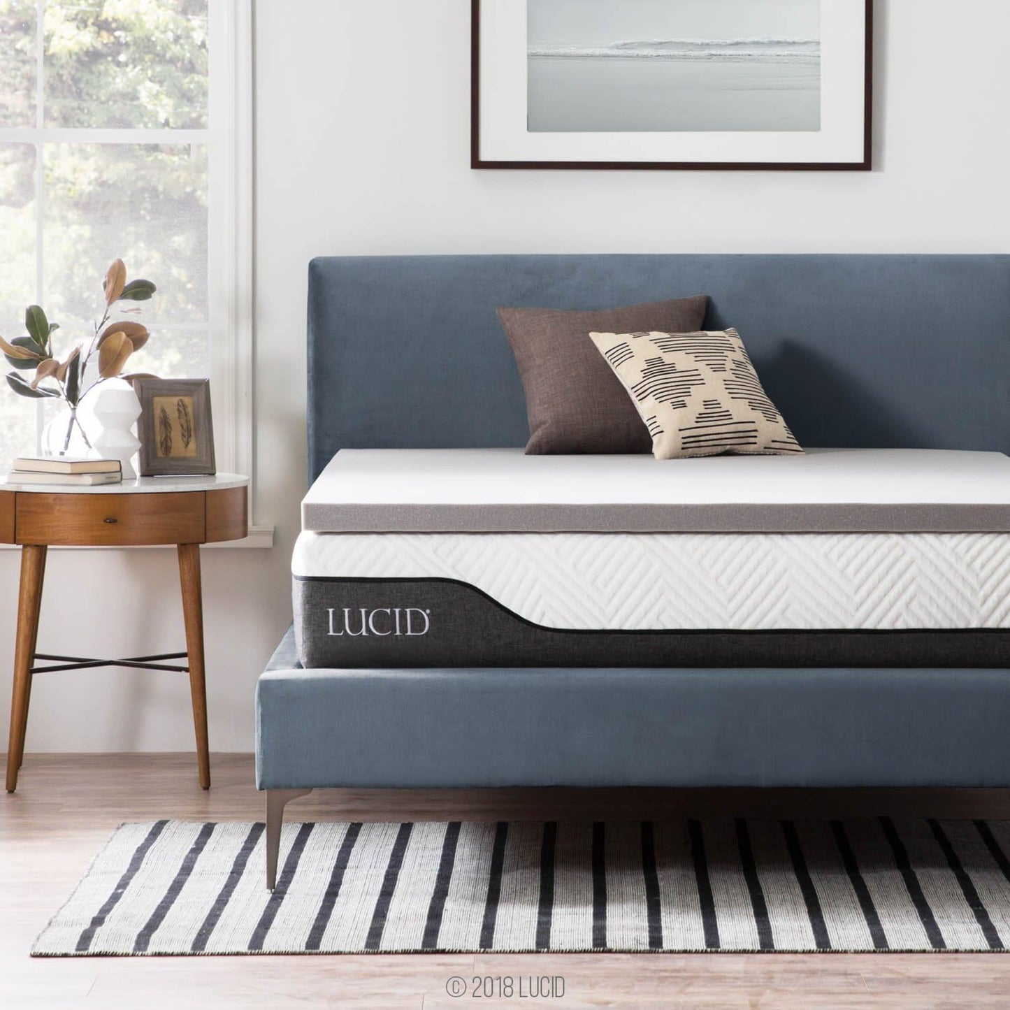 Lucid 2 Inch Bamboo Infused Memory Foam Mattress Topper - California King Size – Cooling Ventilation – Pressure Relieving Bed Topper - Mattress Pad – CertiPur Certified