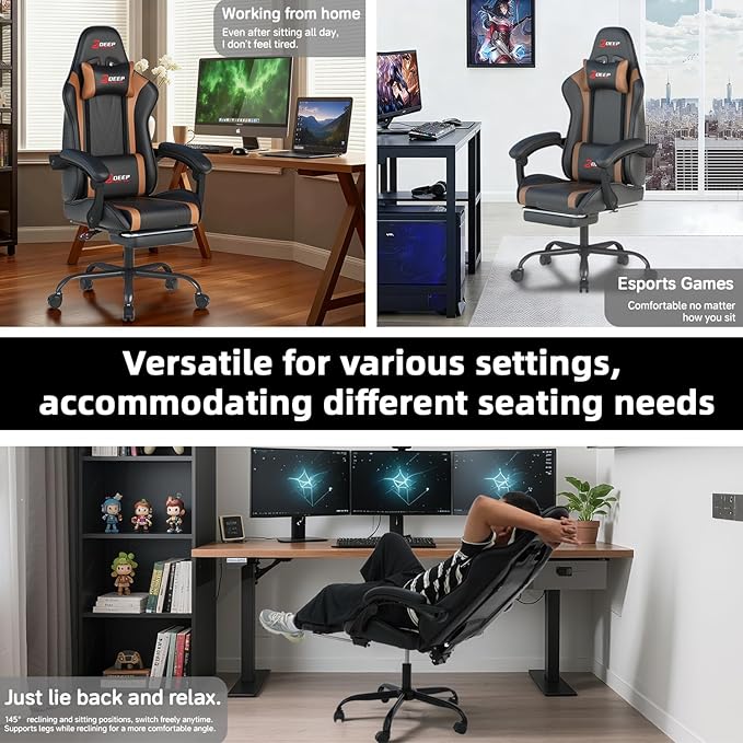 Gaming Chair E-Sports Gaming Chair Sports Car Driving Seat PU Material Moulded Sponge Comfortable and Safe MG (1001-Brown)