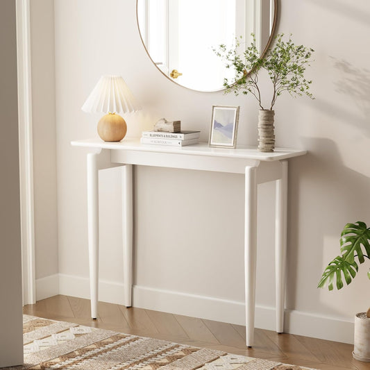 Wood Console Table Walnut Entryway Table, Thin Console Table, Sofa Tables for Living Room (39.4'')