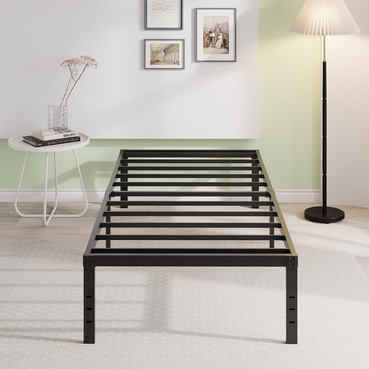 EMODA 14 Inch Twin XL Bed Frames No Box Spring Needed, Heavy Duty XL Twin Metal Platform Bed Frame, Noise Free, Easy Assembly, Black