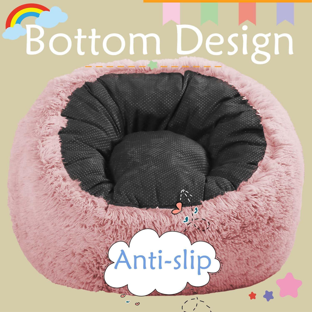 Bean Bag Chair for Kids with Plush Faux Fur Cover, 2.5FT Memory Foam Filled Bean Bag for Teens & Kids, Lazy Sofa for Living Room/Bedroom/Dorm, Rabbit-Ears Design