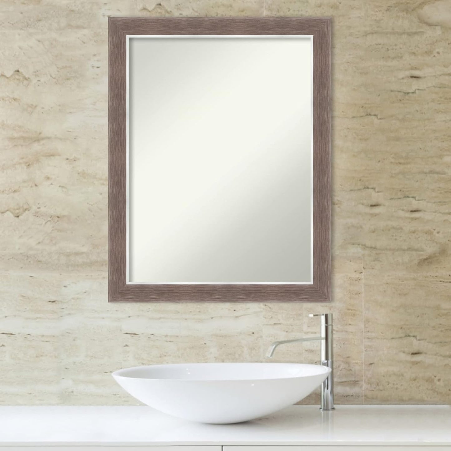 Amanti Art Brown Bathroom Mirror for Over Sink, 28x22 Noble Mocha Rectangle Vanity Mirror, Medium Casual Frame, Hangs Horizonally and Vertically, Bathroom Wall Decor, Non-Beveled Edge from WI, USA