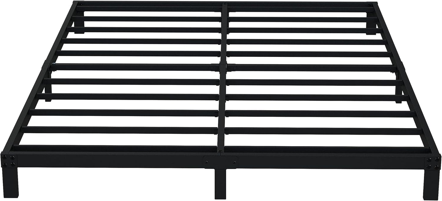 EMODA 6 Inch King Bed Frame No Box Spring Needed, Heavy Duty Metal Platform with Steel Slats, Noise Free, Easy Assembly, Black