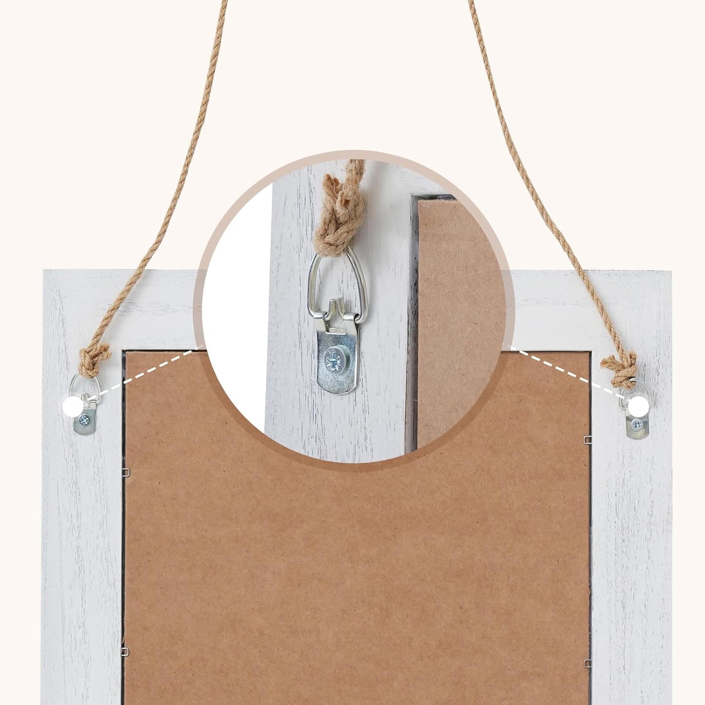 QDSSDECO 16"×20" Wall Mirror Farmhouse Decor Rectangular Mirror Hanging for Bathroom, Vanity, Bedroom, Entryway, Living Room,White