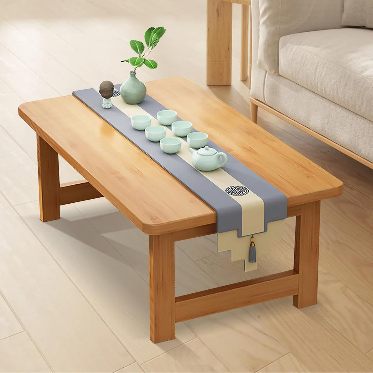 Japanese Floor Sitting Table, Folding Wood Tea Table Chabudai Japanese Coffee Table Low Table for Living Room Home Tatami Office (B 31.5 * 15.7 * 11.8 INCH)